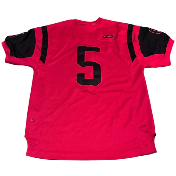 Vintage 90’s FUBU Red 5 Jersey Home Shirt Medium - Picture 5 of 9